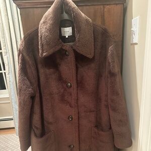 Vince faux fur car coat bark brown M